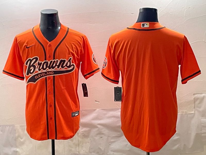 Men 2025 Cleveland Browns Blank Orange Joint Name Nike Limited NFL Jersey style 1